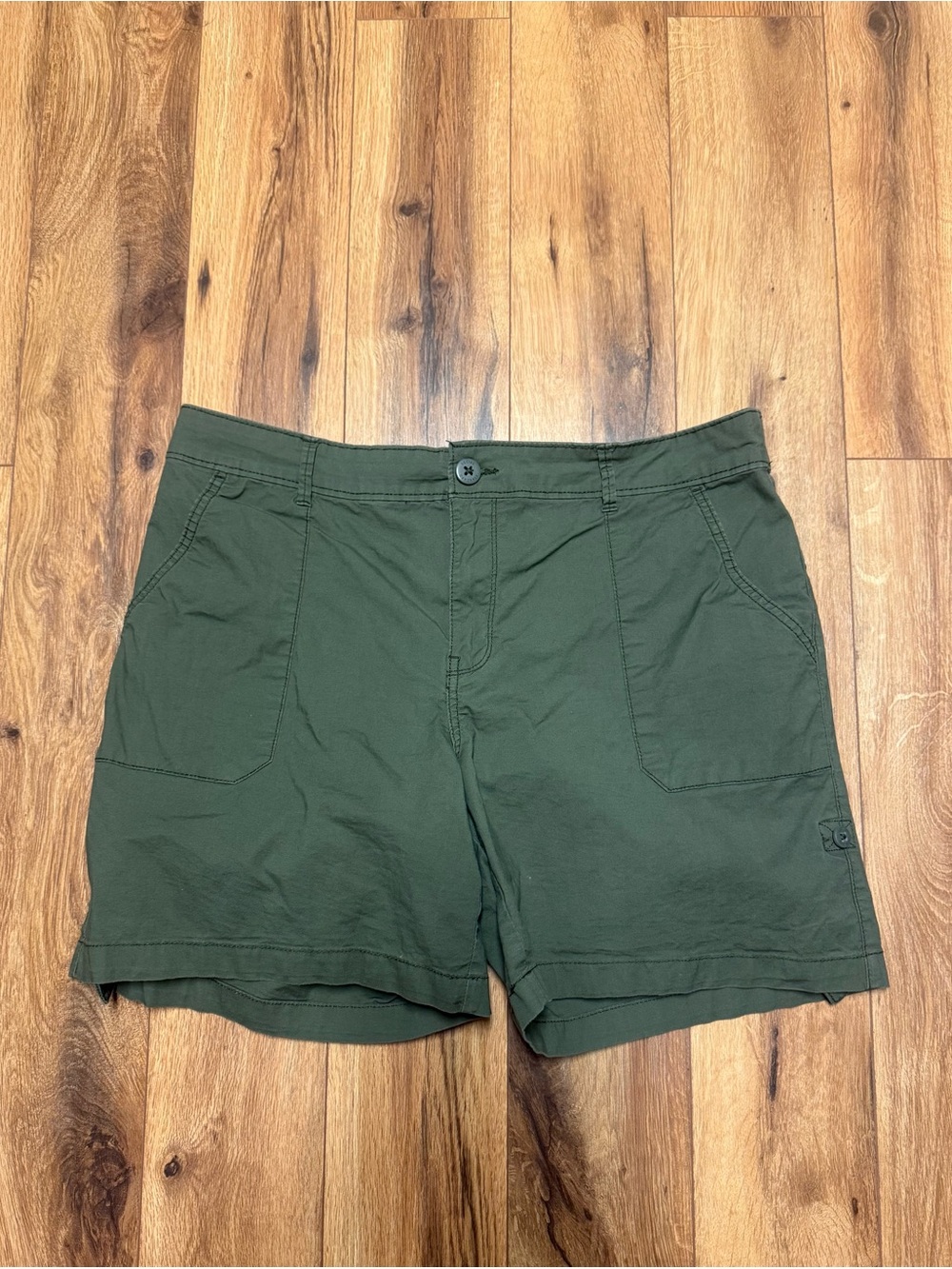 Sanctuary Social Standard Utility Shorts XL Olive Green Cotton Stretch